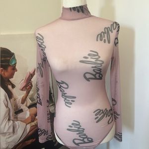 Pink mesh Barbie long sleeve top